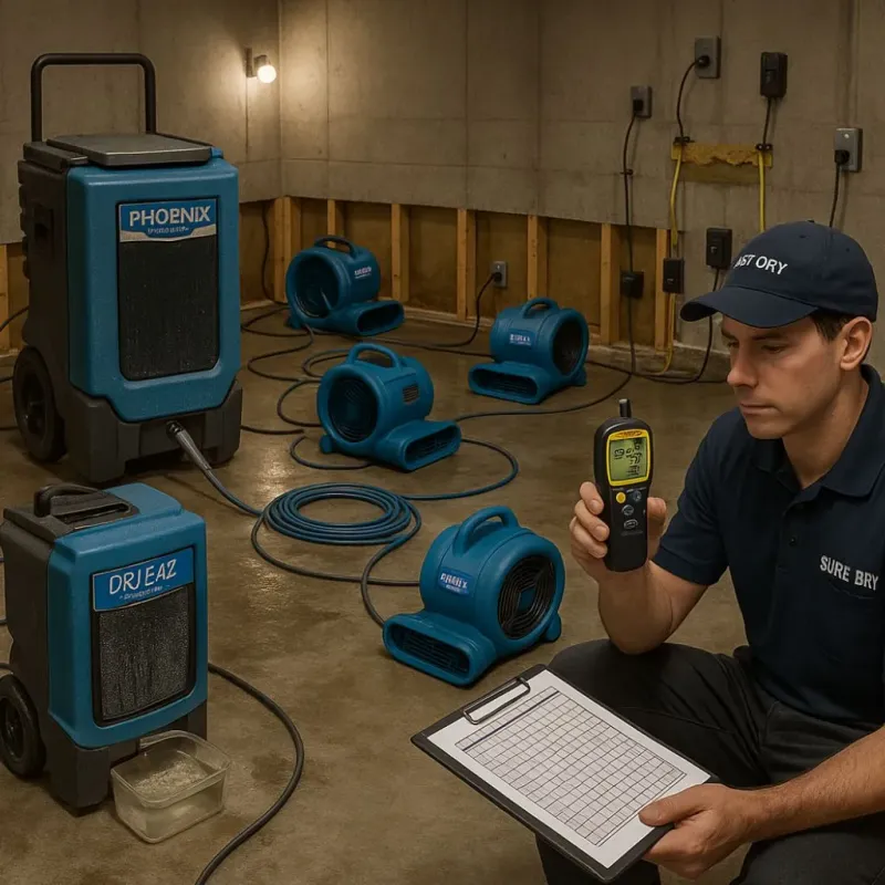 Structural Drying and Dehumidification process in Southern Pines, NC